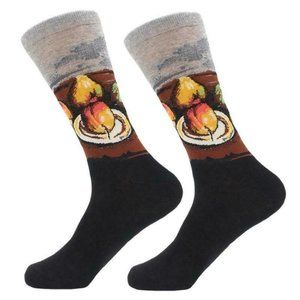 Hot Sox Artist Series Paul Cézanne Still Life Plate and Fruit Men’s Crew Socks